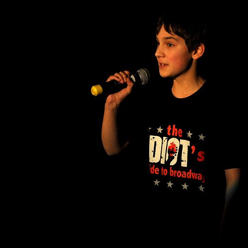 Tama Anthony-Whigham (Year 7), in the Les Mis&eacute;rables segment of "The Idiot's Guide to Broadway" 2015 John McGlashan College production.