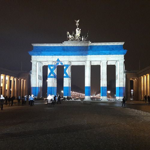 Brandenburg Gate with the Flag of Israel