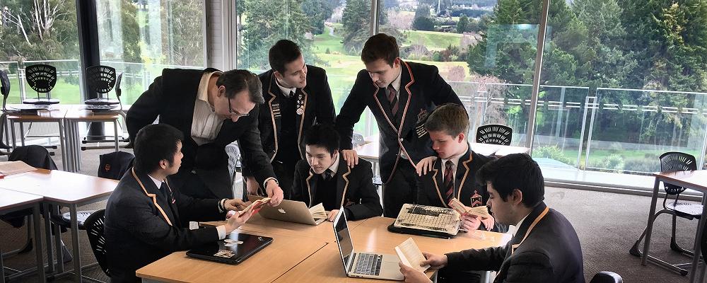 Year 13 IB students during an English class.