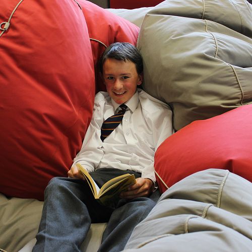 Getting cosy in the bean bags