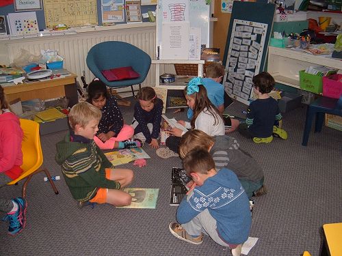 Sharing stories together.