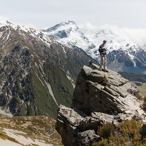 Tom Shallard enjoys the view after racing up the slope to the saddle.&nbsp;