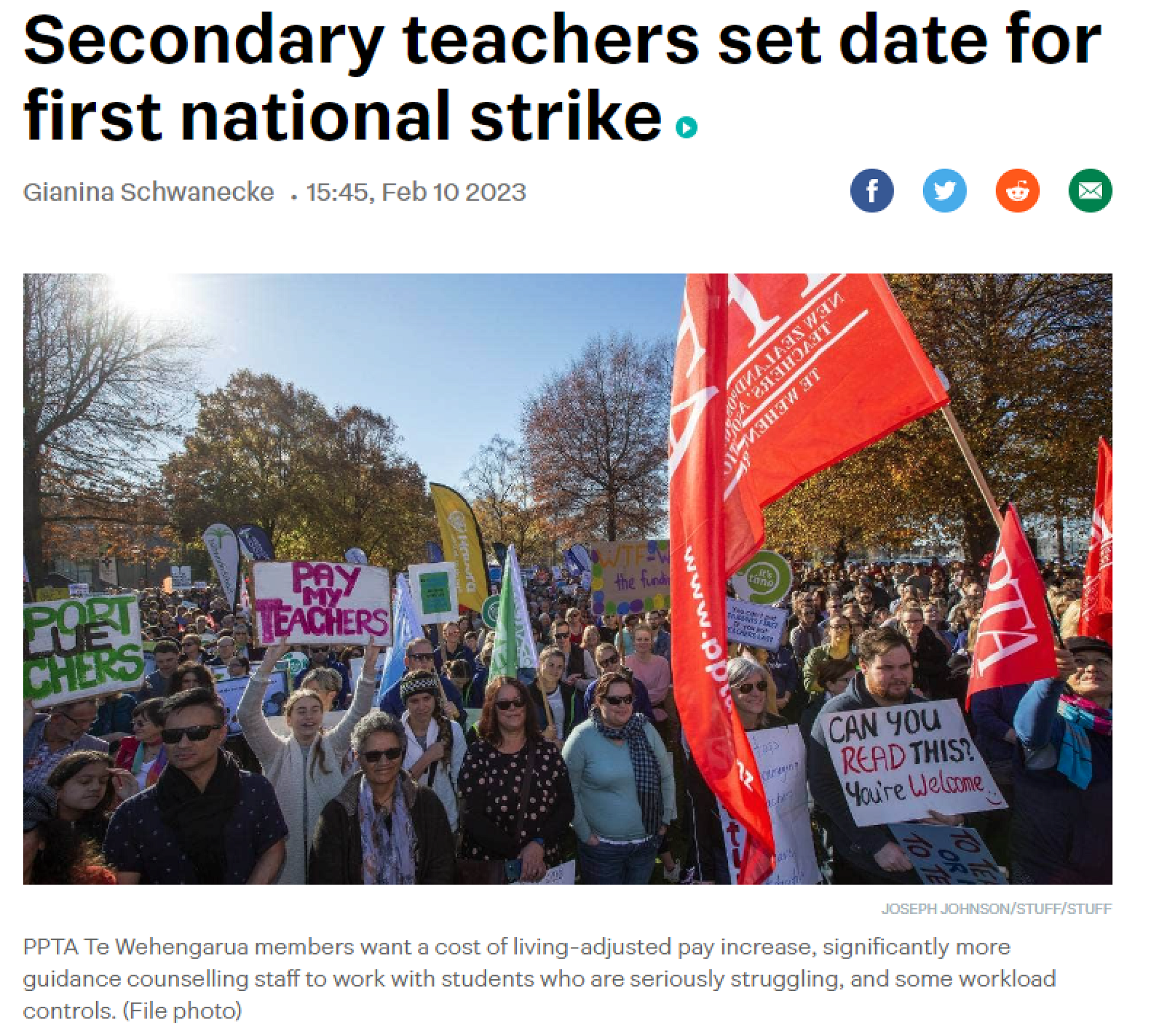 PPTA strike day Thursday 16 March