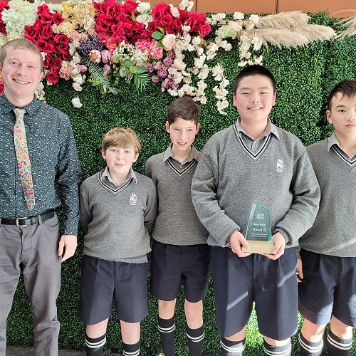 Winning Year 9 team with Mr Sawyer