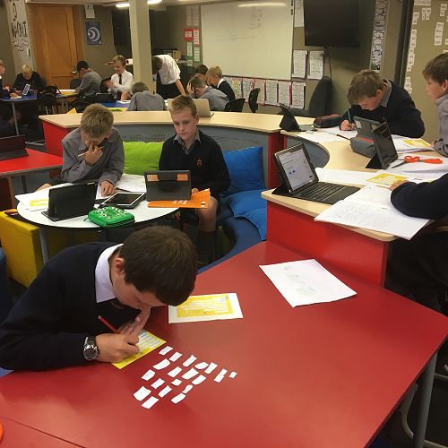 Taking part in Get NZ Writing - Year 7s constructing their poems to send to our buddy school in Cambridge