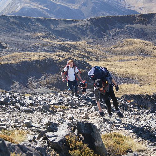 Clambering up Mt Campbell