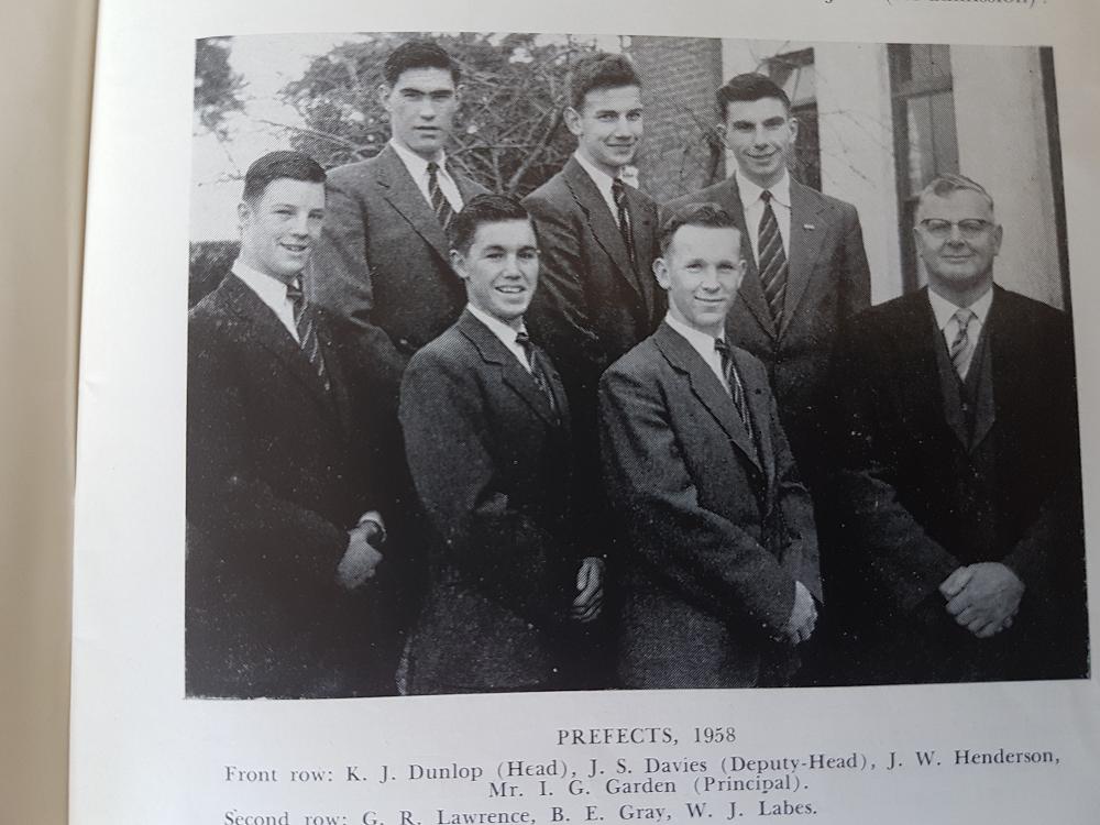 1958 Prefects. George Lawrence back row left