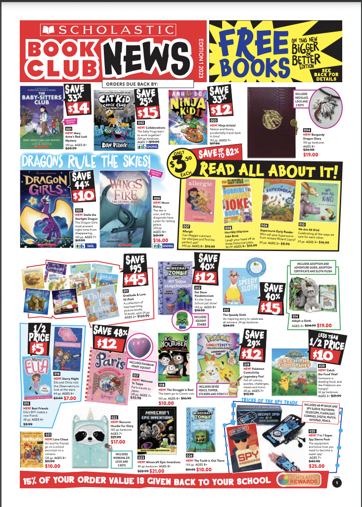 Issue 1 Scholastic Book Club 2023