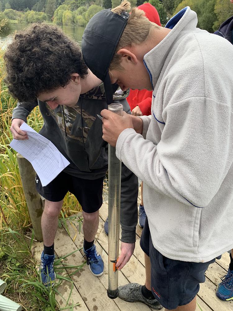 How low can you go! Water clarity is measured by using a clarity tube; at a certain point the black disc on the magnets 'disappears' from view and a clarity measurement is made...