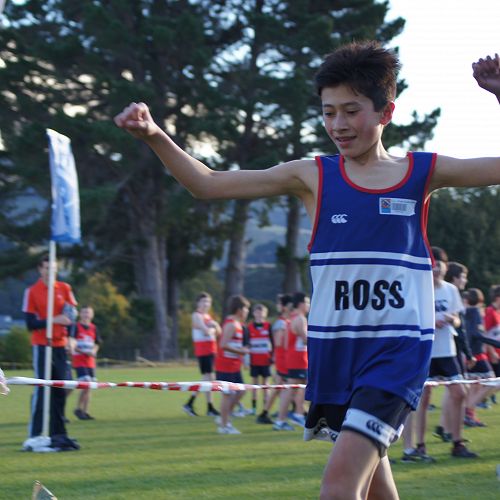 Josh Hou wins the Primary section of the cross country