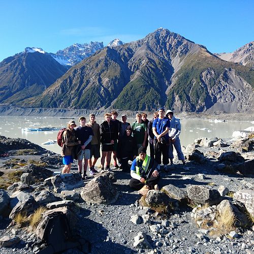 All the boys togethar. Not a bad looking day for Glacial calving on Lake Tasman