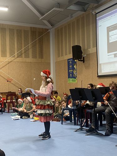 Naomi introduces the next item at the concert