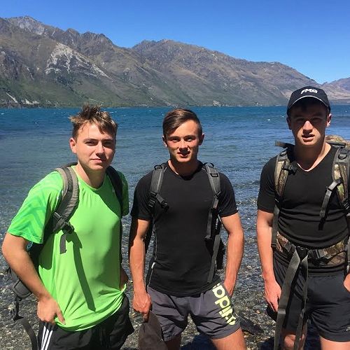 On the shore of Lake Wanaka at the mouth of the AlbertBurn where we began the challenge.