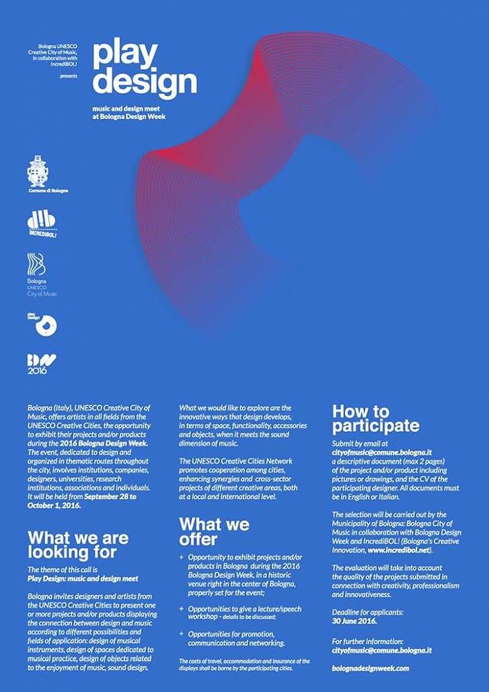 A Call for Project/Products for 2016 Bologna Design Week