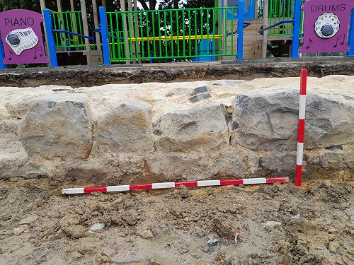 Bluestone was uncovered when the new courts' prep work was being done.