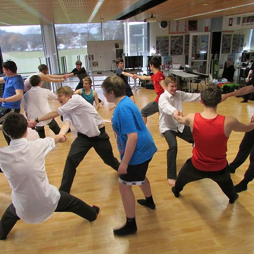 Senior Drama class during one of the group exercises in the RNZB workshop