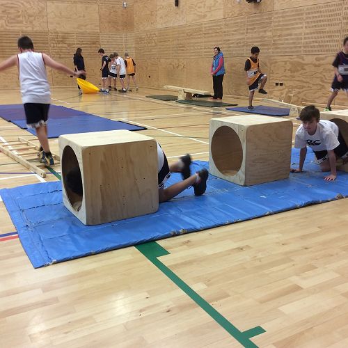 Year 7 & 8 students participating in a motor-skills development circuit. They are using specialised equipment which was purchased with the generous donation from Sandy Guy and Brendan Jarvie.