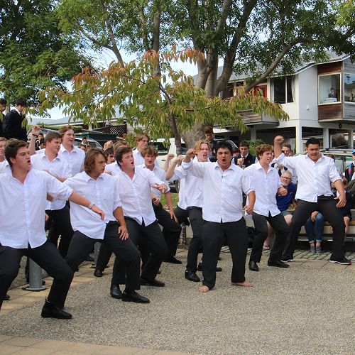 Charles Keenan lead the welcome Haka for Ichikawa students