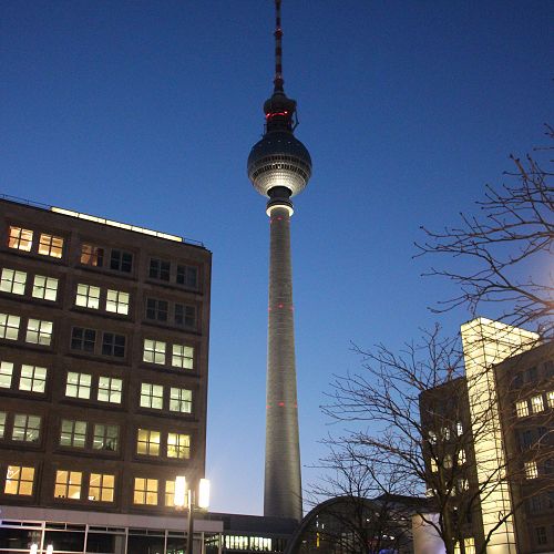 Berlin 'Fernsehturm' at night.&nbsp;