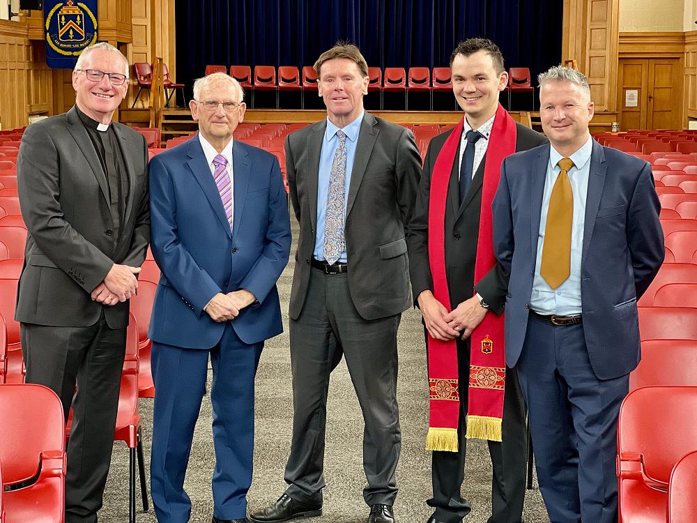 Principal Neil Garry (centre) with the College's four Chaplains.