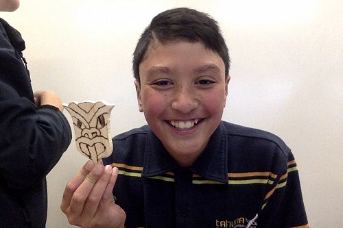 Marae Week 2015 - Finished Maori Design Tonga (Treasure) (Kahikatea, White pine) with Paua - Design Tech
