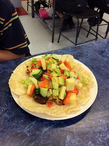 One of the tortilla creations...look at all that colour, freshness and vegetables!
