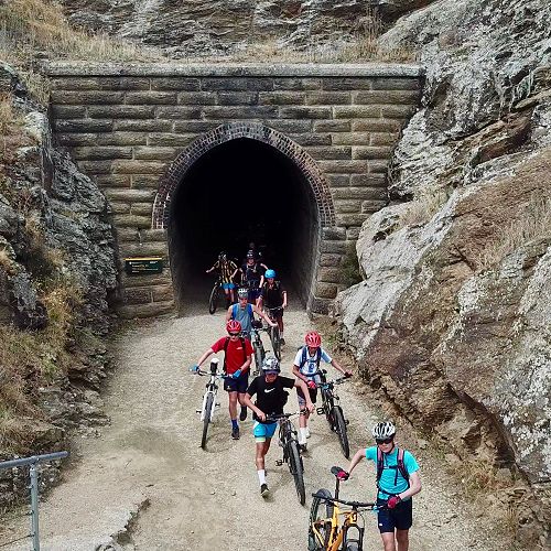 Good boys walking their bikes through the tunnels as instructed!