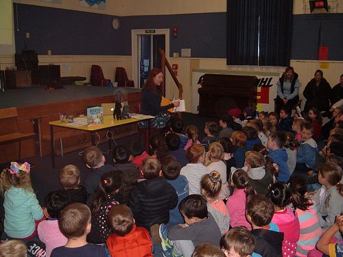 Katherine Van Beek author with an attentive Junior audience.