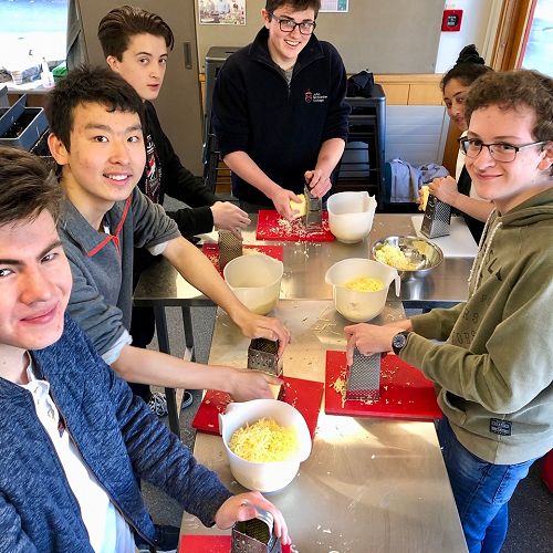 Spanish students preparing Quesadilla..