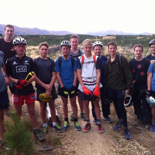 Taking a break on the Year 11 PE camp.