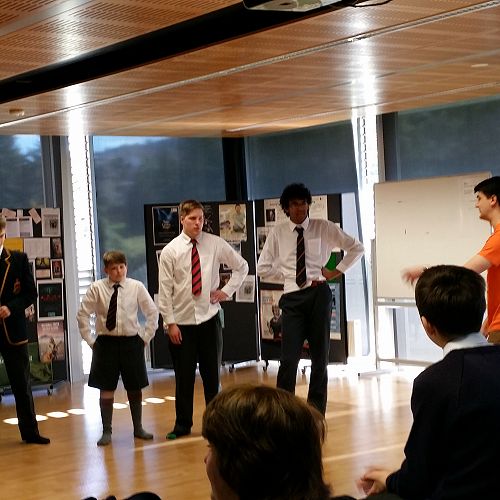 Improsaurus Workshop with Theatresports team. Junior and Senior students are put through their paces in a range of improv exercises and games.