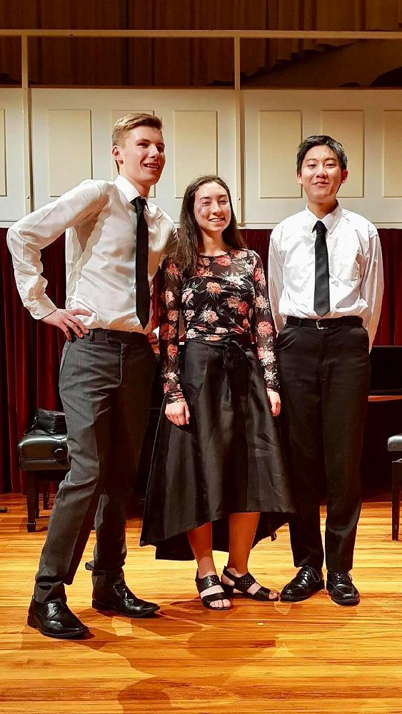 Chamber music regional winners Toitū trio