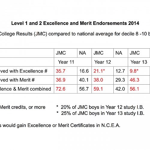 Results table comparing our Level 1, 2 and 3 results with the national averages in N.C.E.A. from same decile rating&nbsp;schools