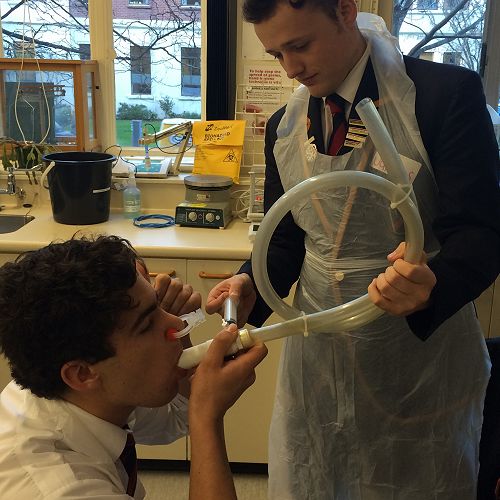 Seamus and Jimmy obtaining respiratory gas samples