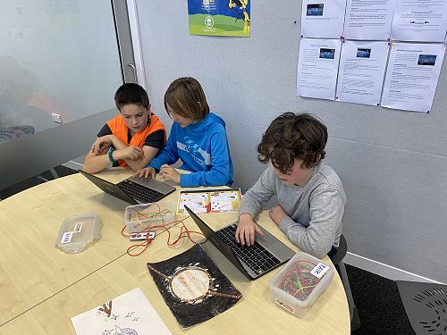 Exploring with Makey Makey kits.