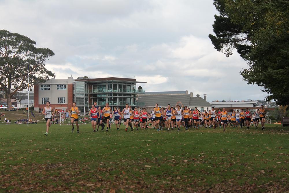 Oli Chignell leads at the start of the Senior Race