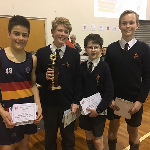 Year 9 Winners - Jack Timu,&nbsp;Michael Buttery, Martin Brook and Sam Gradwell