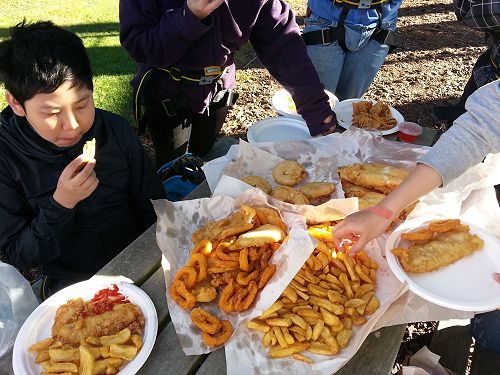 Plu looked intense having the best fish & chips in Geraldine (one of the more expensive too the cod cost $6 each!)