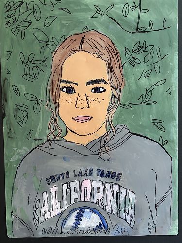 Self-Portraits using paint and laminating sheets.