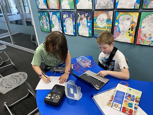 Exploring with Makey Makey kits.
