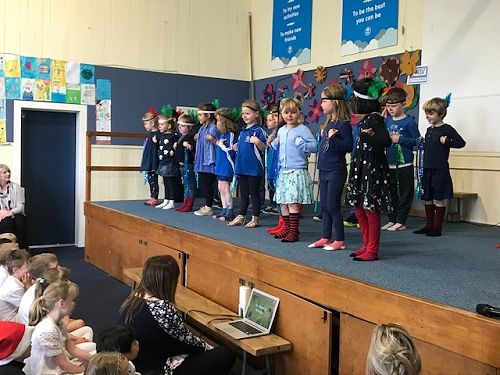 The Room 12 Pukeko stomping at our Christmas concert.