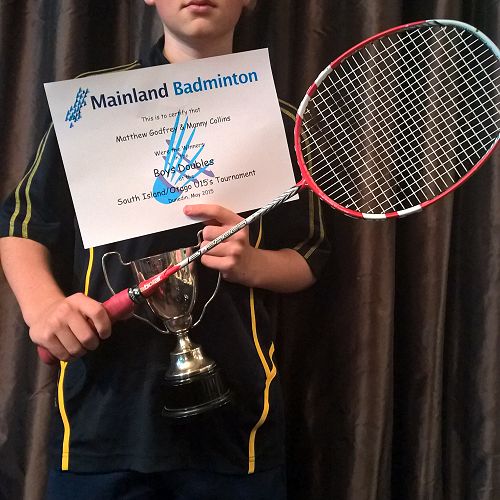 Matthew Godfrey - winner of the Boy's Doubles at the South Island/ Otago U15's Tournament