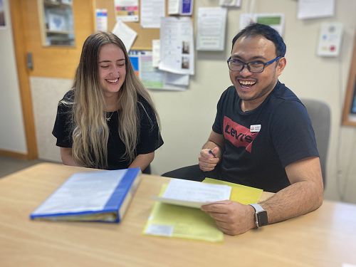Otago Polytechnic nursing student gets insights into palliative care with Mark Sescon, Hospice's South Otago Community Coordinator.