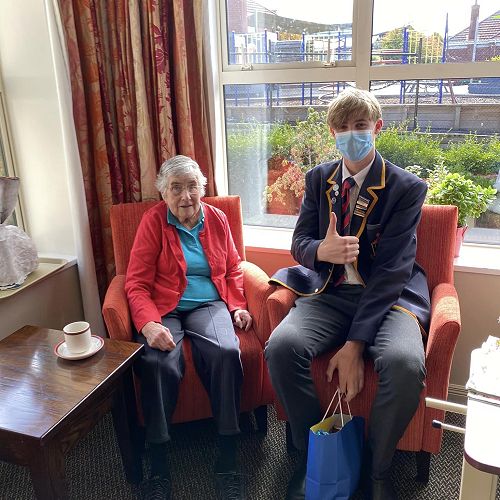 Easter Baskets 2023 Nic Hinton blessing an Yvette Williams resident...