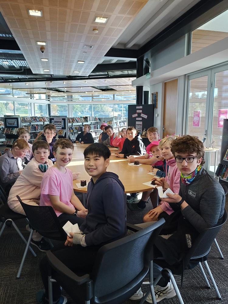 Student librarian Pink Shirt Day morning tea.