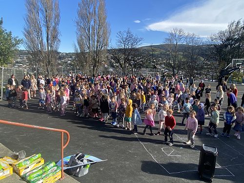 Whole school Jam Jump for the Zespiri Virtual Challenge. Thank you to our Senior Jump Jam teams for leading this event.