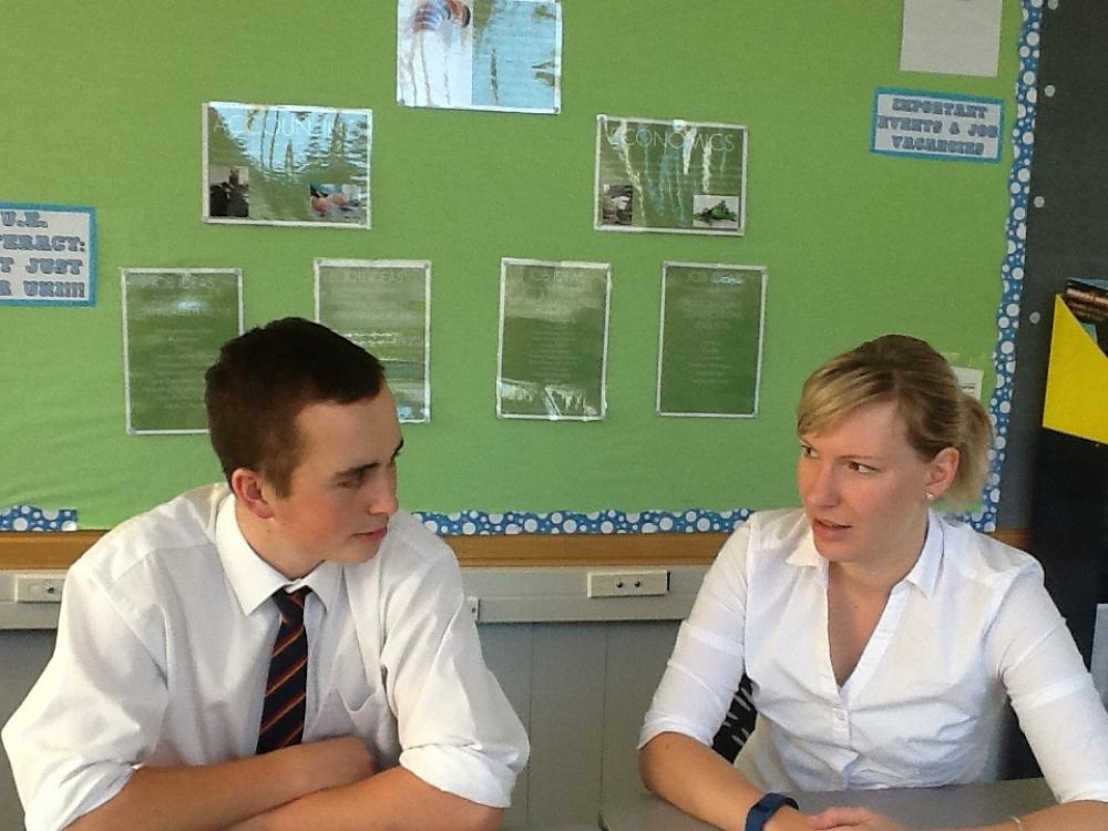 Senior student Wade Adams and Ms Rebecca Rapson (Gateway Co-ordinator) discussing Wade's learning pathways and how these connect to his future career plans.