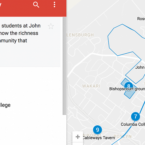 A snapshot of one of the layers of a Year 8 history project using the My Maps platform