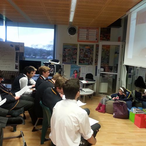 Senior Drama class interviewing NZ Playwright David Geary (who lives in Vancouver Canada)