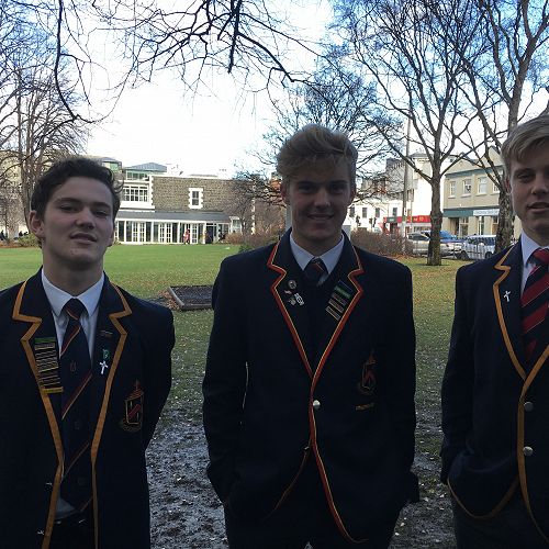 George Russell, Taylor Mechen, Henry Bell on the Museum Reserve before the Sir Graham Henry Luncheon.